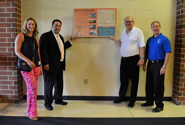 Dr. Marano and representatives from the Westtown Historical Comission display Rustin's historical marker. 